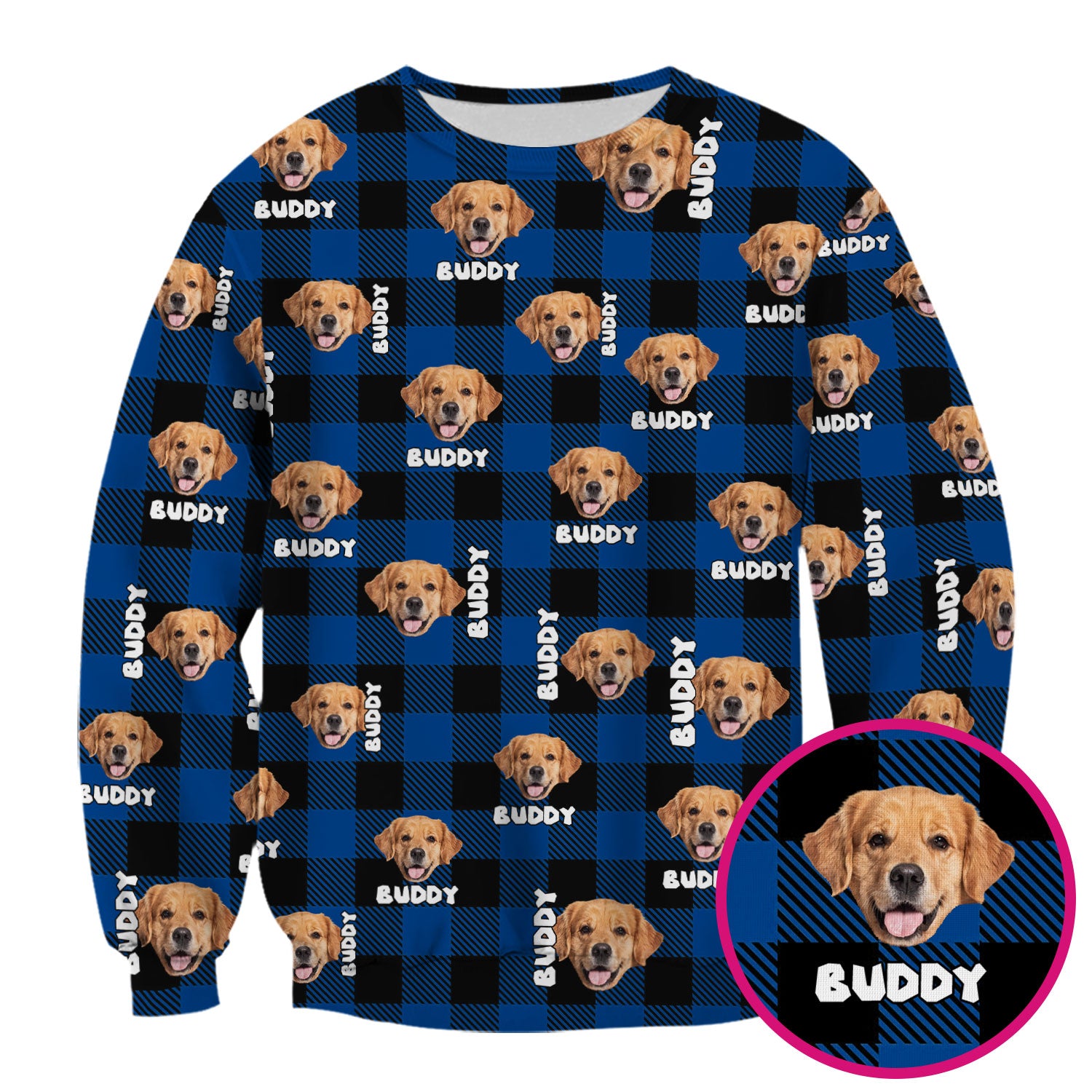 Custom Dog Face Scrub Top, Personalized Pet Photo Checkered Pattern Shirt, Custom Name Vet Tech Gift For Nursing