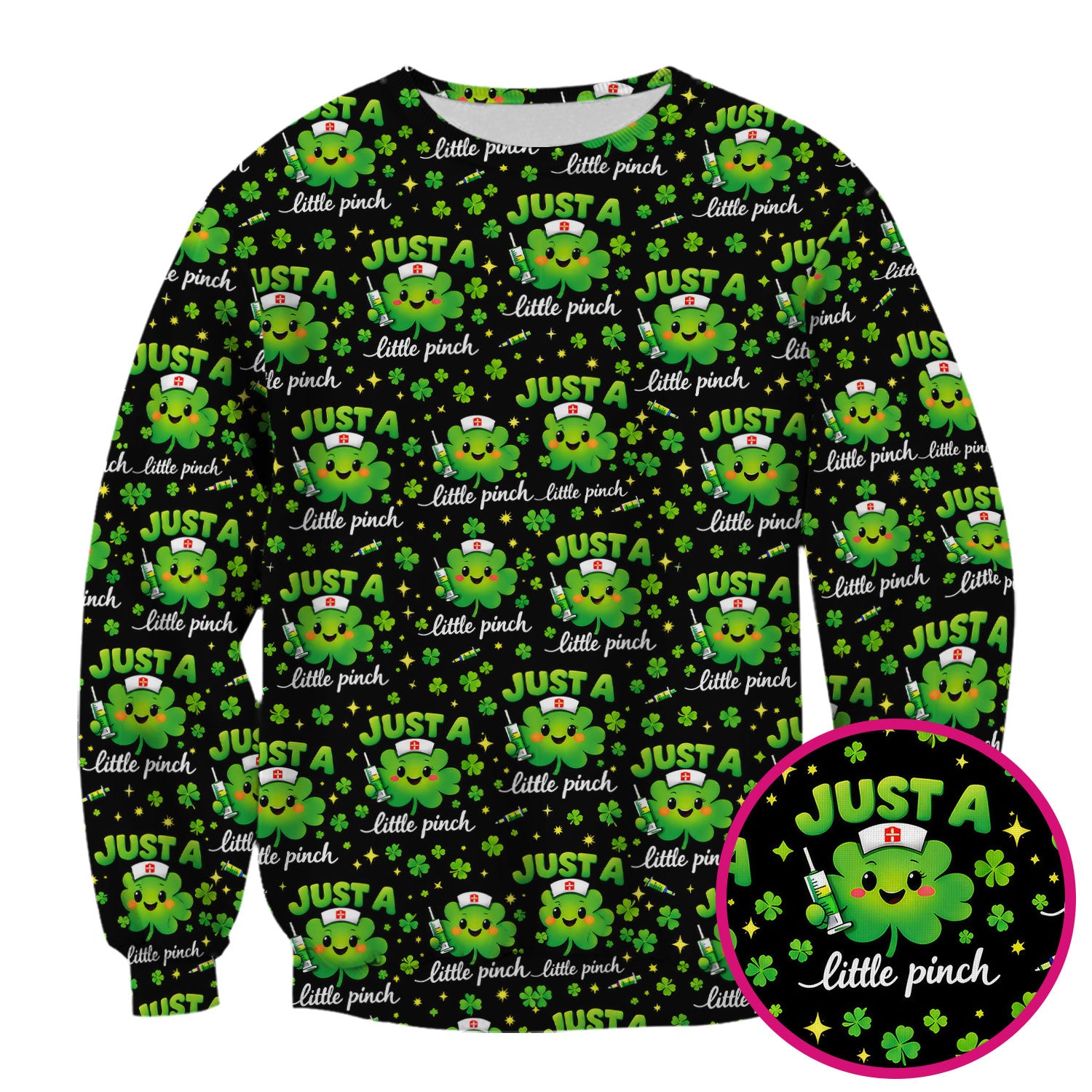 Shamrock Nurse Just A Little Pinch Print Scrub Top, Comfortable Scrubs for Nurses