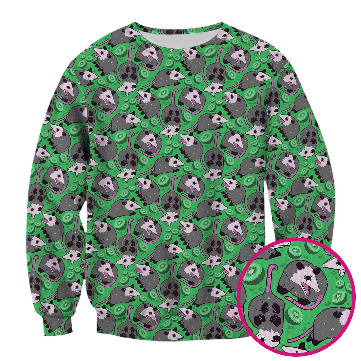 Funny Opossum Kiwi Scrub Top, Quirky Cartoon Animal Nursing Uniform