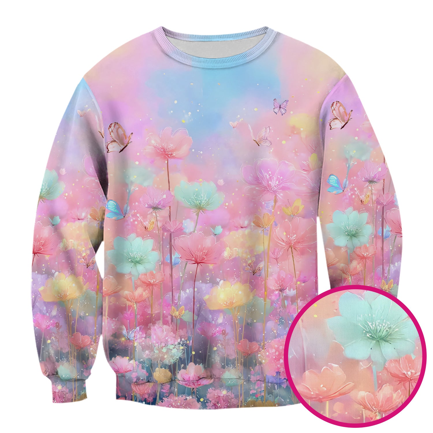 Dreamy Pastel Watercolor Floral Garden Scrub Top, Breathable Fabrics Nursing Uniform