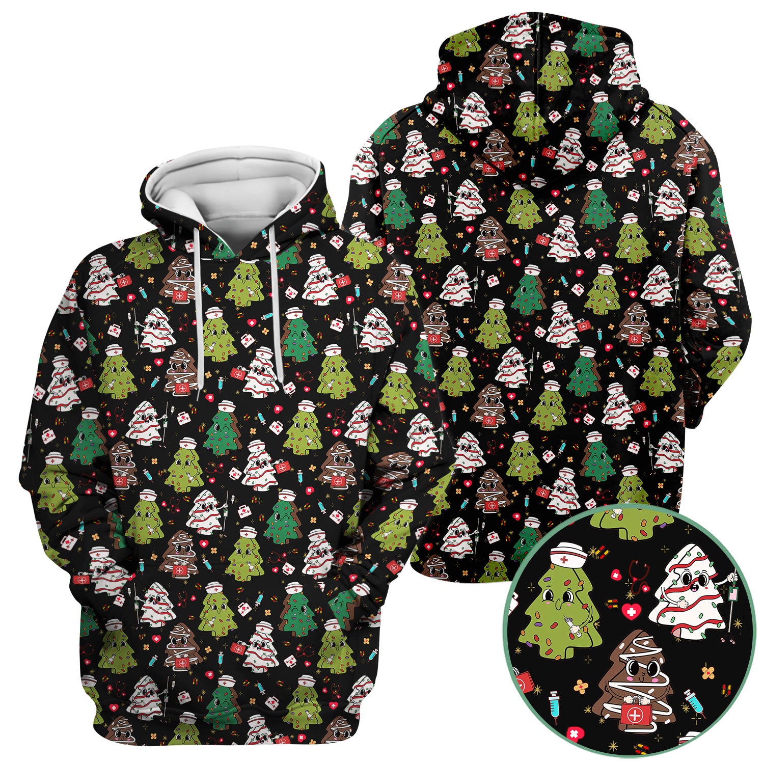 Christmas Nursing Scrub Top for Women - Festive Tree Medical Shirt - Cute Holiday RN CNA LPN Gift
