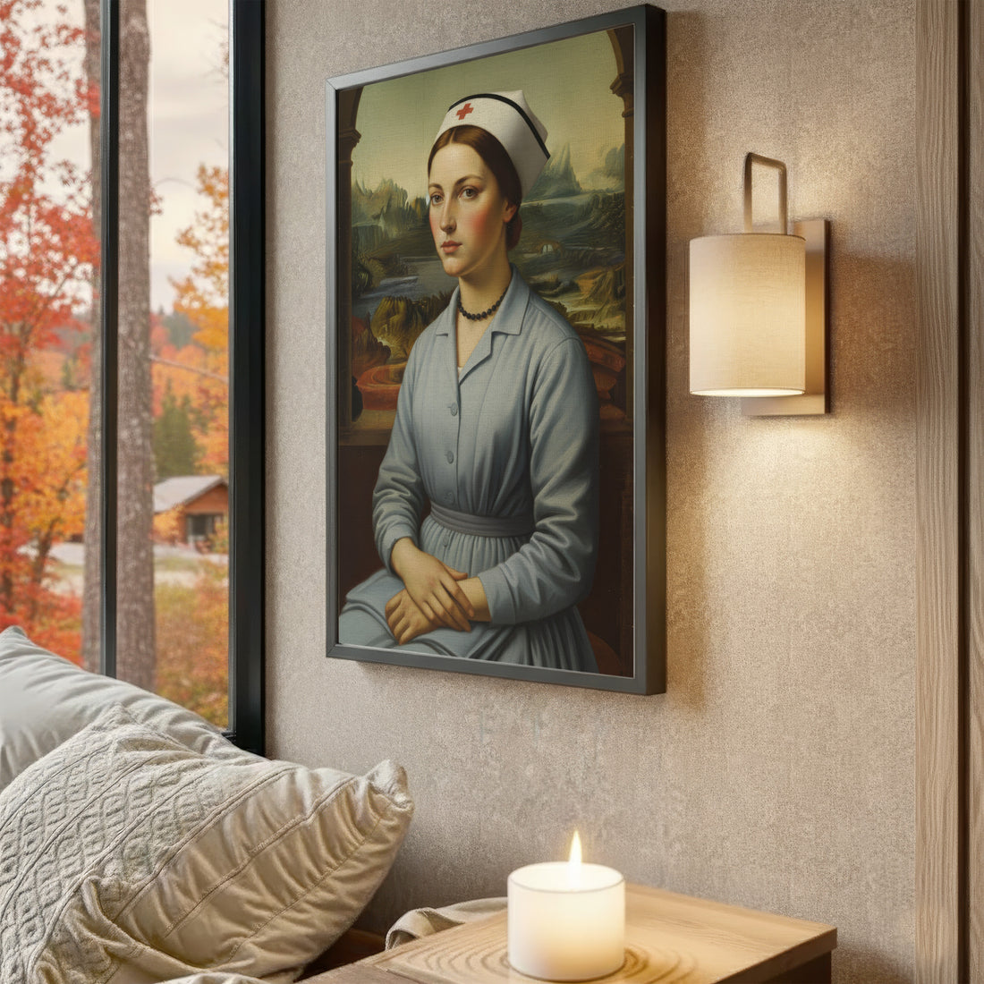 Vintage Nurse Mona Lisa Parody Canvas, Classic Renaissance Style Medical Wall Art, Gift for RN LPN CNA Healthcare Workers