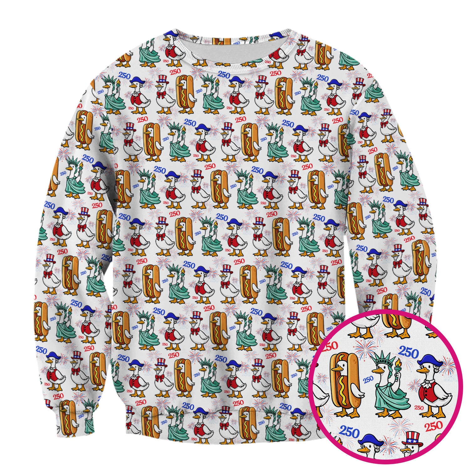 Patriotic Duck Independence Day Pattern Scrub Top, Breathable Healthcare Uniform Top