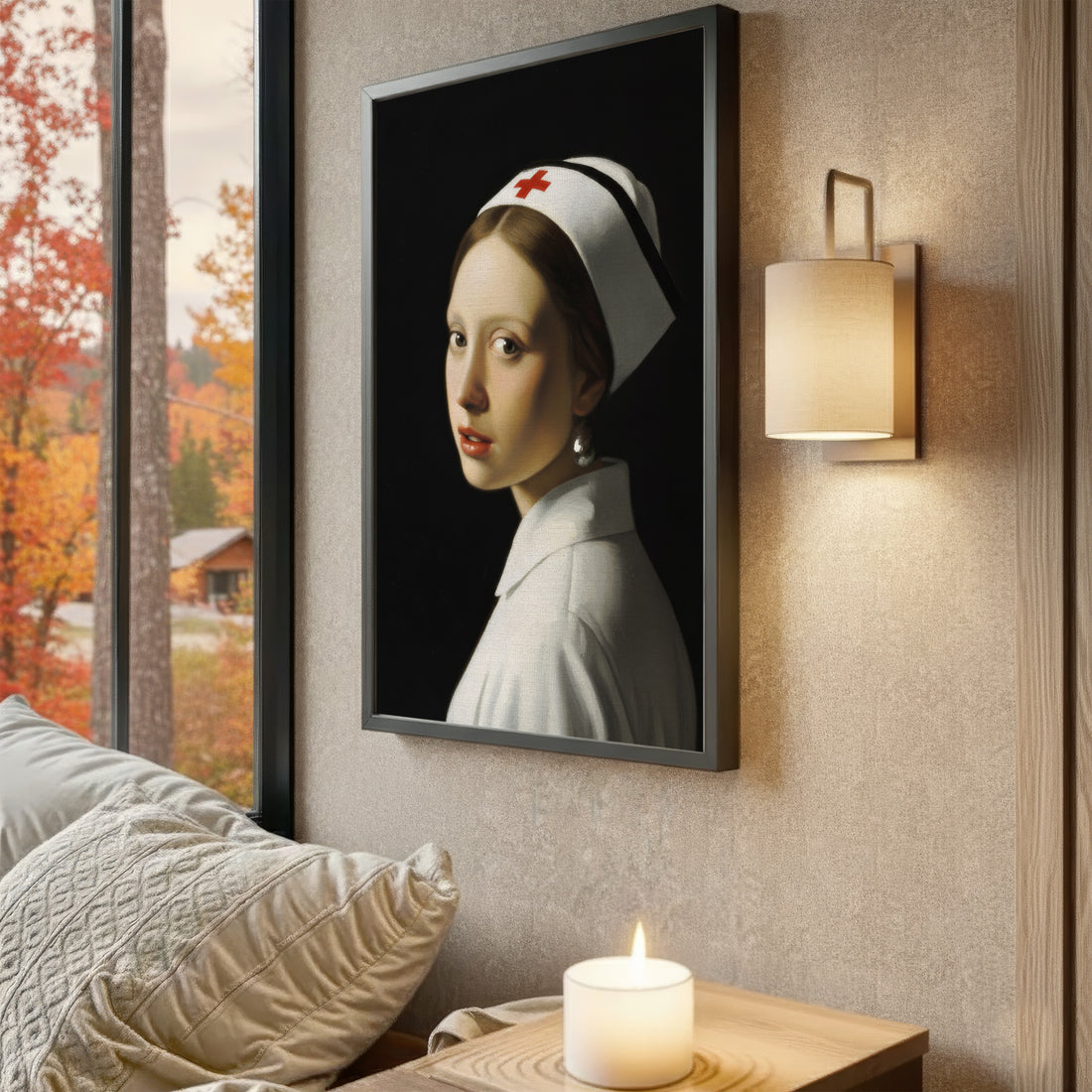 Nurse with a Pearl Earring Parody Canvas, Nurse with a Pearl Earring Parody Canvas, RN LPN CNA Gift