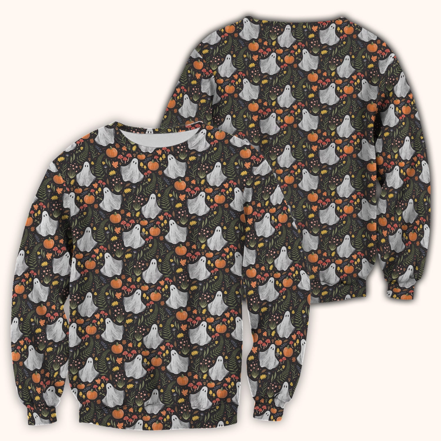 Pumpkin Woodland Pattern Scrub Top, Comfortable Scrubs for Nurses
