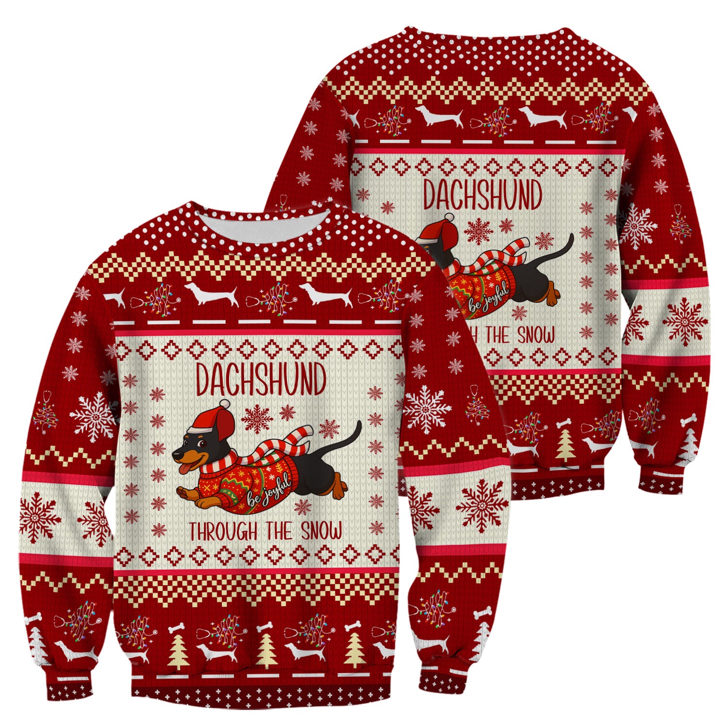 Wiener Dog Through The Snow Christmas Scrub Top - Cute Dachshund Nurse Shirt - Funny Holiday Medical Uniform