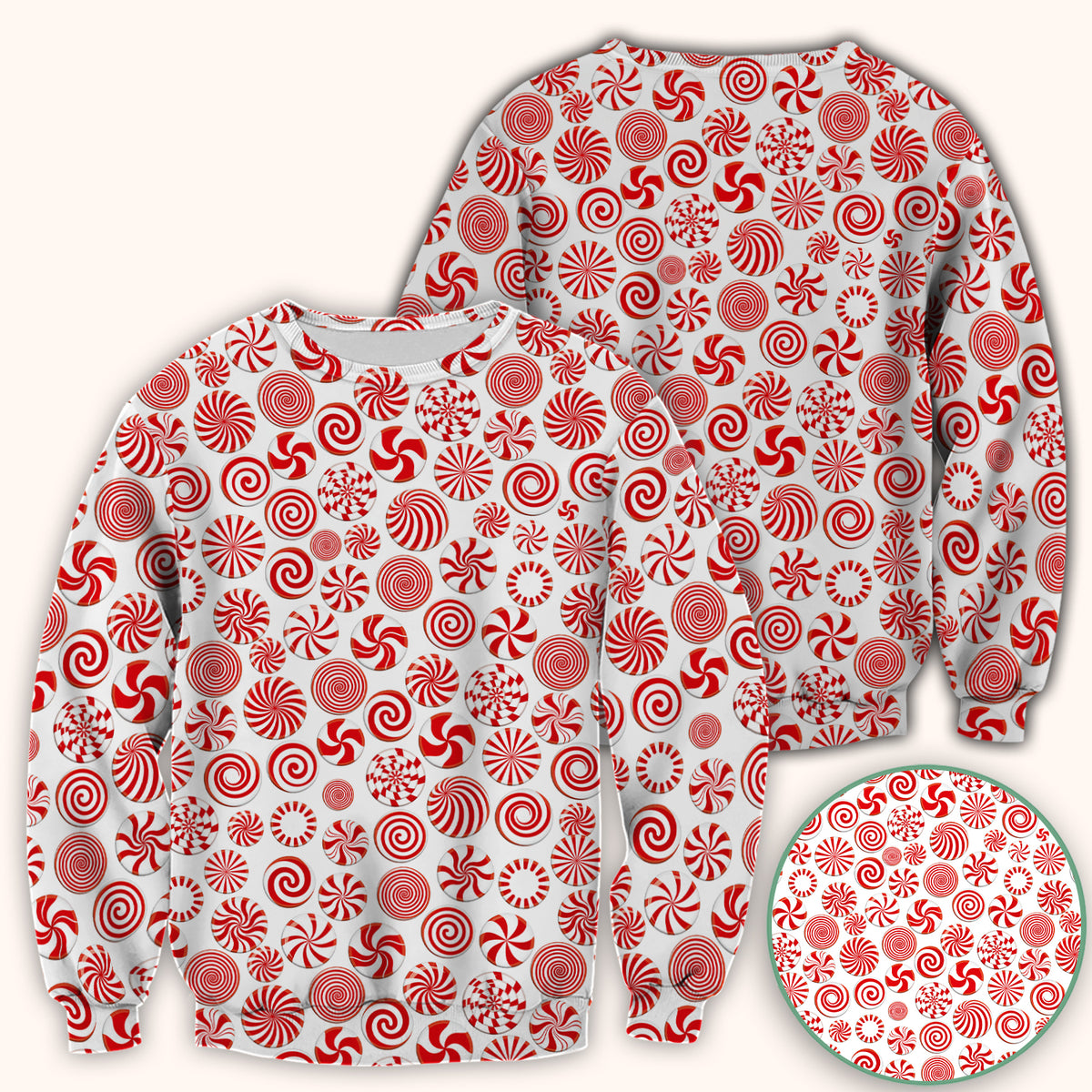 Christmas Peppermint Candy Pattern Scrub Top, Comfortable Scrubs for Nurses
