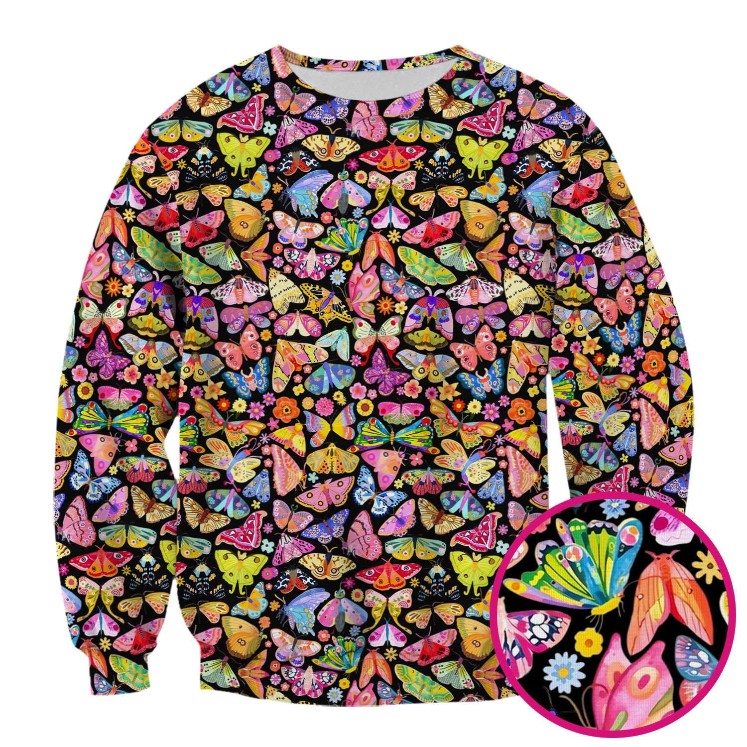Cute Bright Butterfly Moth Floral Scrub Top, Comfortable Scrubs for Nurses