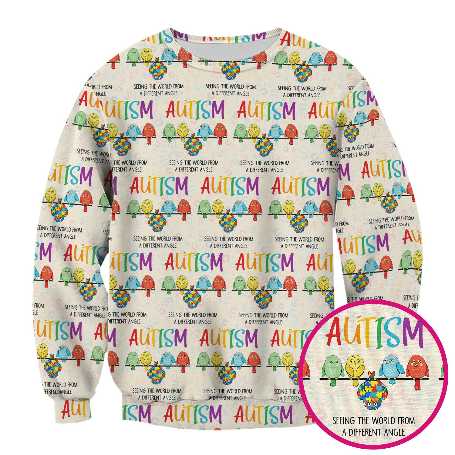 Autism Seeing The World From A Different Angle Birds Scrub Top ,Comfortable Scrubs for Nurses