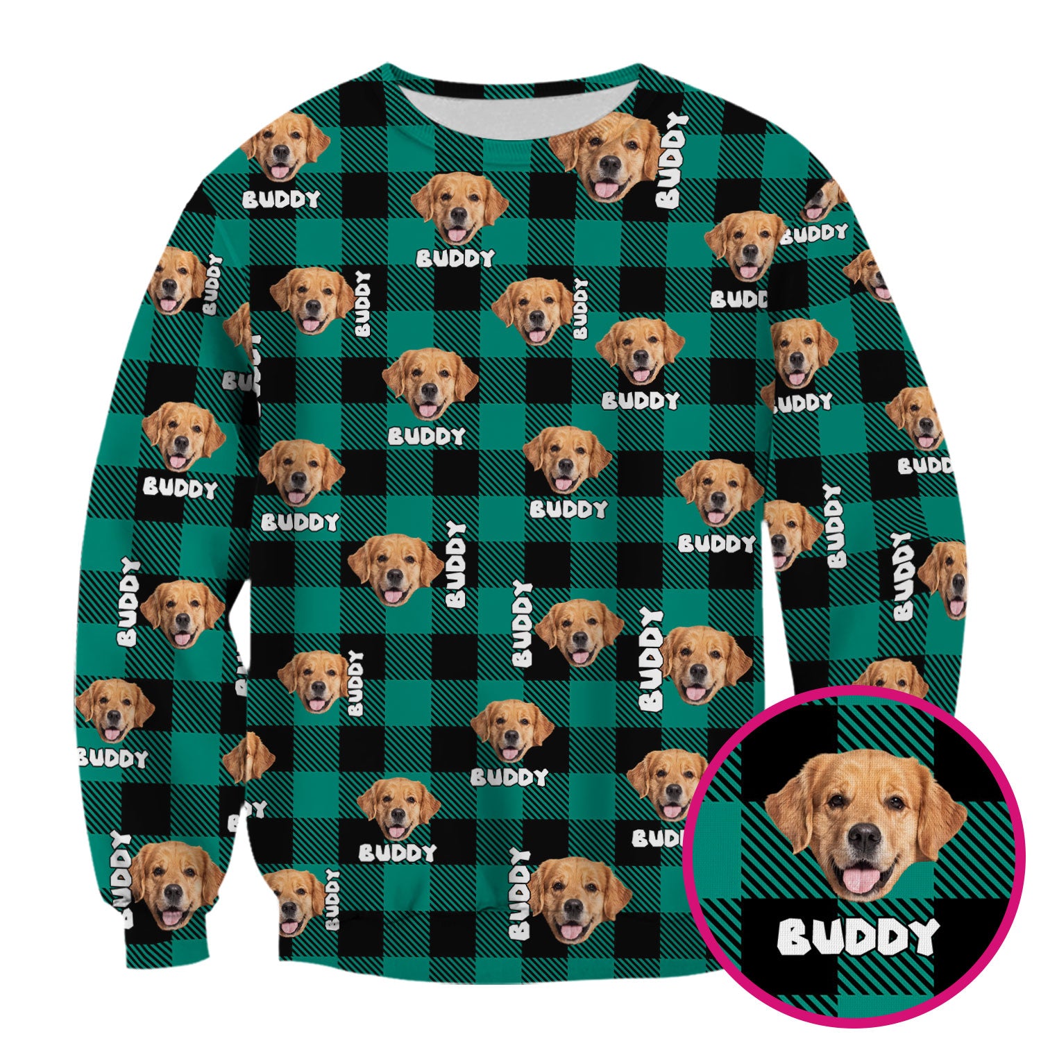 Custom Dog Face Scrub Top, Personalized Pet Photo Checkered Pattern Shirt, Custom Name Vet Tech Gift For Nursing