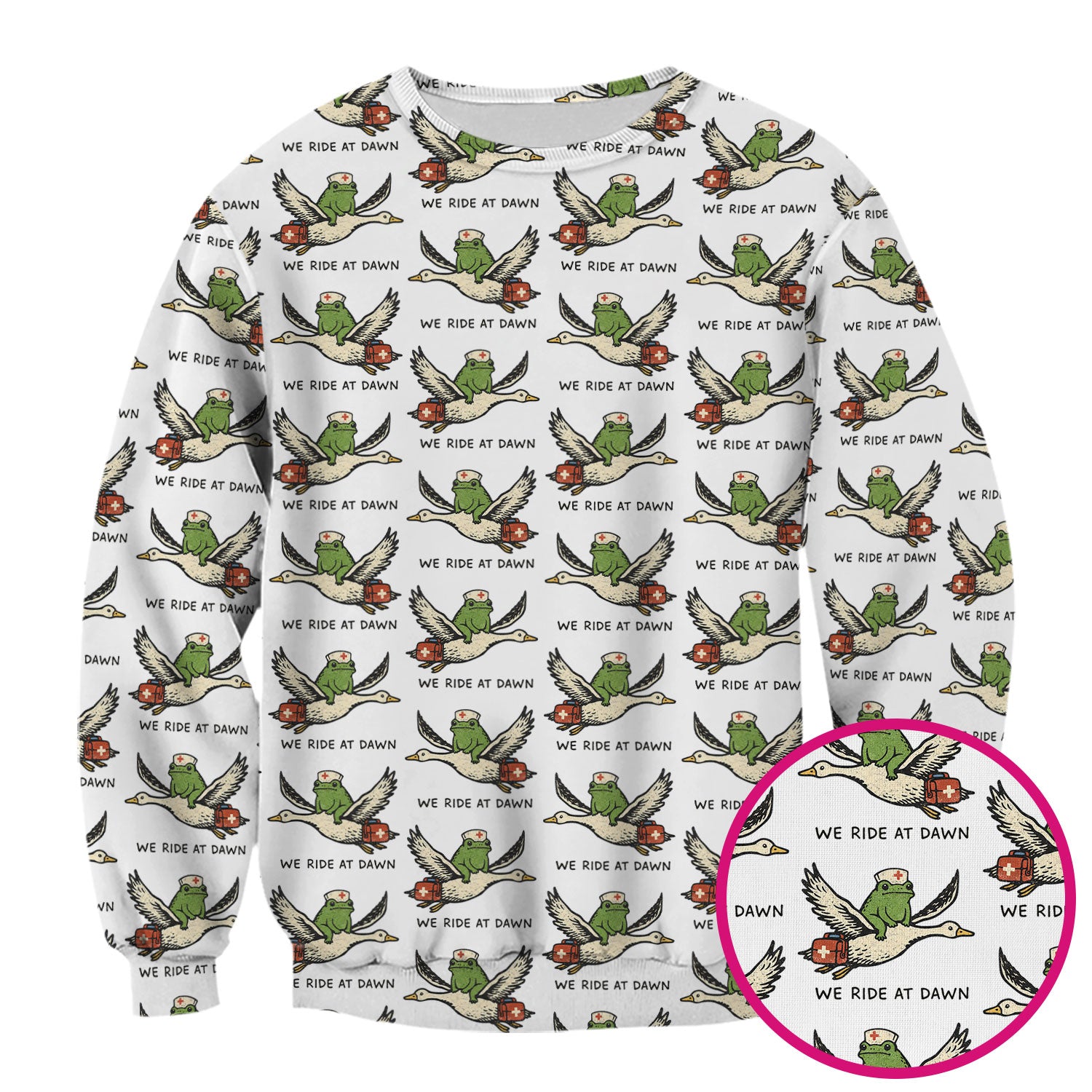 Funny Frog Riding Goose Nurse Pattern Scrub Top, Comfortable Scrubs for Nurses