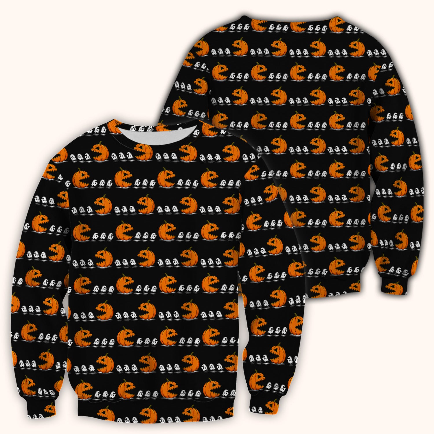 Spooky Halloween Pumpkin Ghost Scrub Top, Comfortable Scrubs for Nurses