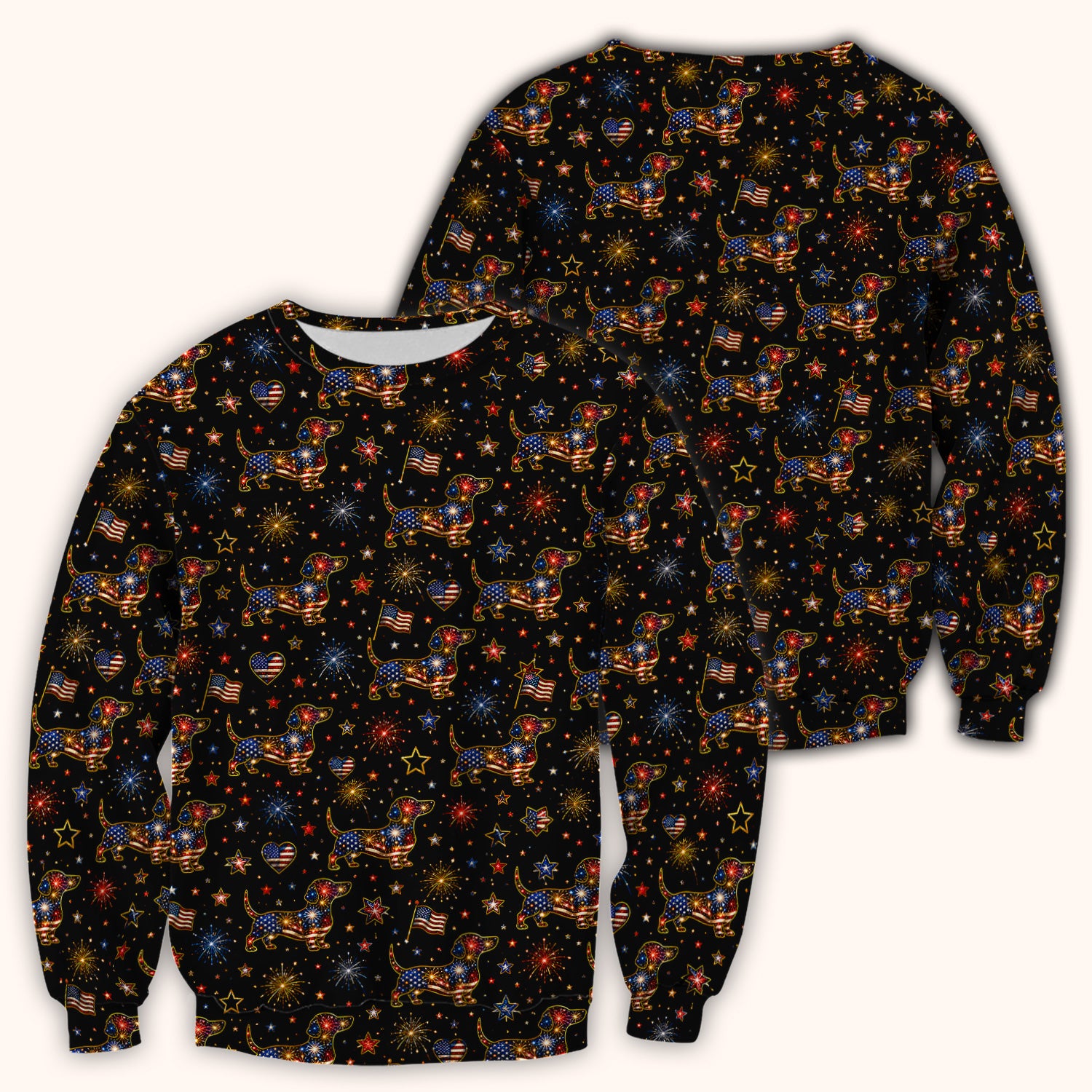 Patriotic Dachshund Nurse for RN & CNA, Fireworks Dog Lover Healthcare Uniform Scrub Top, Comfortable Scrubs for Nurses
