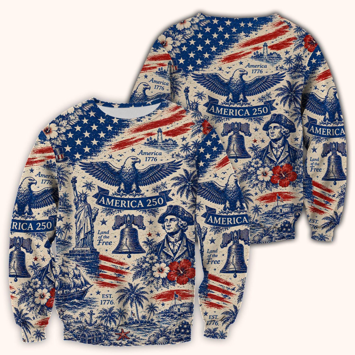 America 250 Eagle Liberty Pattern Scrub Top, Comfortable Scrubs for Nurses