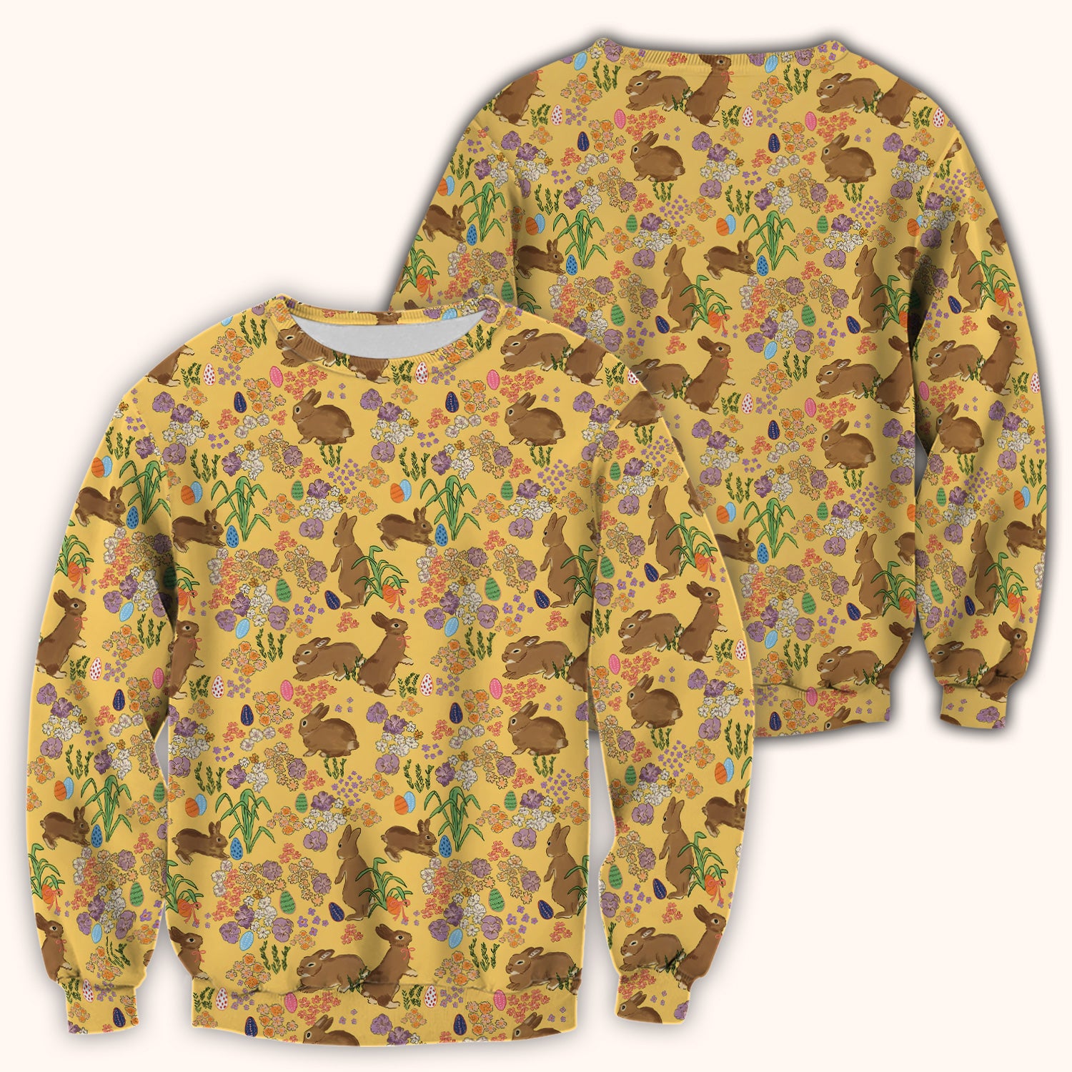 Cute Easter Bunny Pattern Scrub Top, Comfortable Scrubs for Nurses