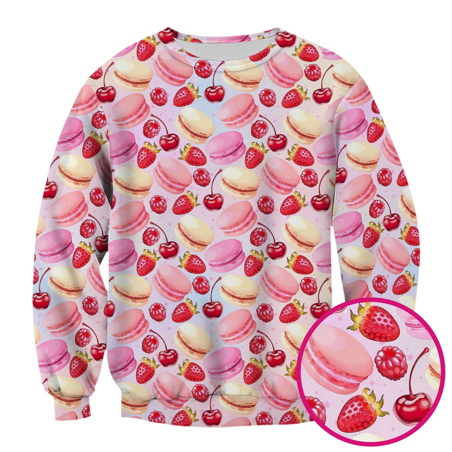 Sweet Dessert Pattern Scrub Top, Breathable Fabrics Nursing Uniform