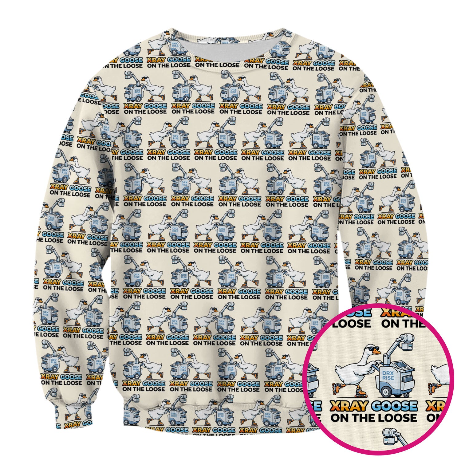 Funny Xray Goose On The Loose Pattern Scrub Top, Comfortable Scrubs for Nurses