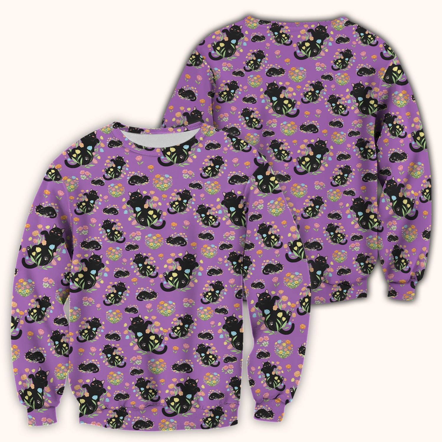 Cats With Cute Poses Floral Pattern Scrubs Top, Comfortable Scrubs for Nurses