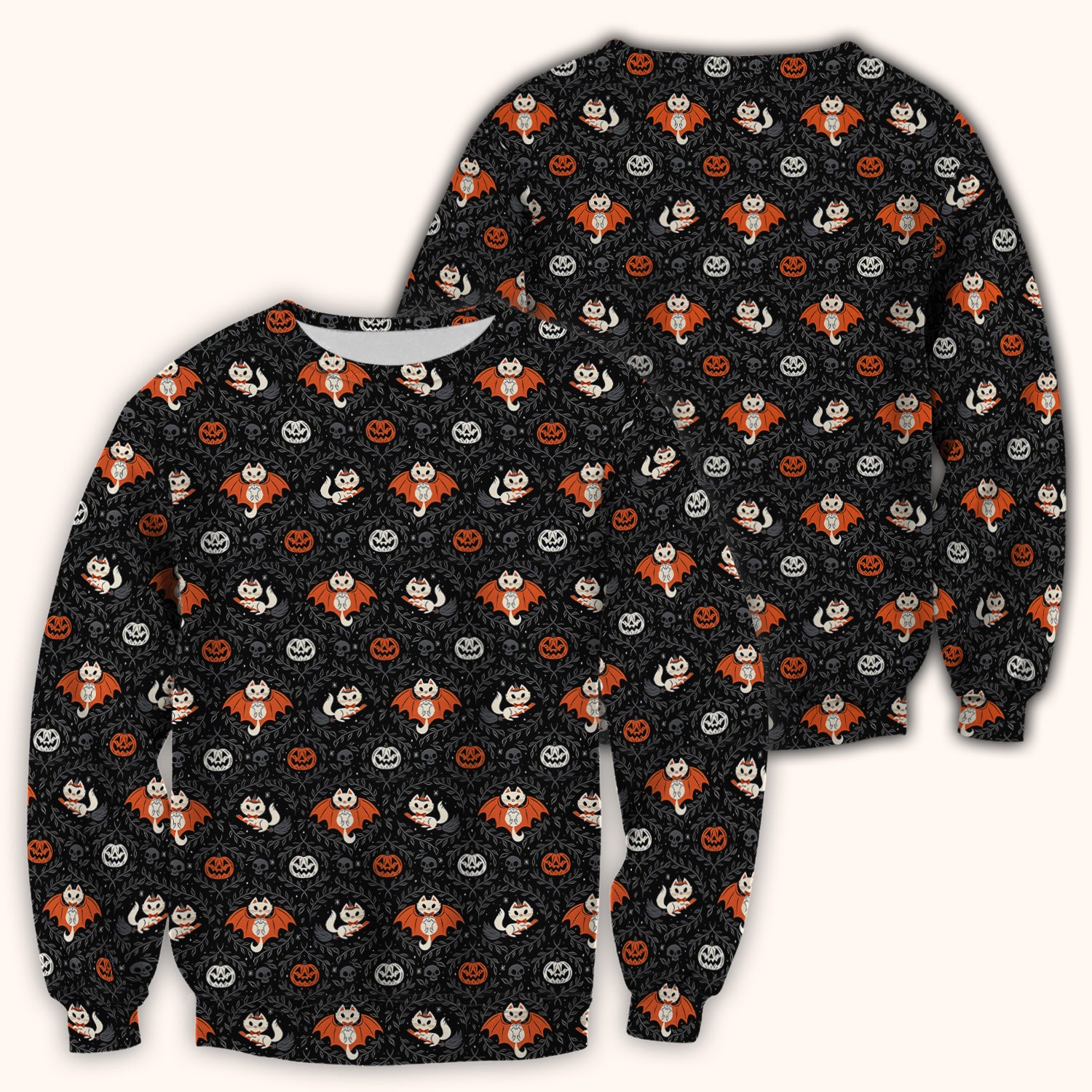 Cute Halloween Vampire Cat Pattern Scrub Top, Comfortable Scrubs for Nurses
