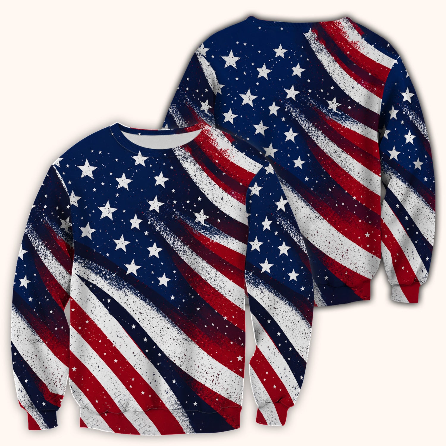 Festive American Flag Stars Pattern Scrub Top, Comfortable Scrubs for Nurses