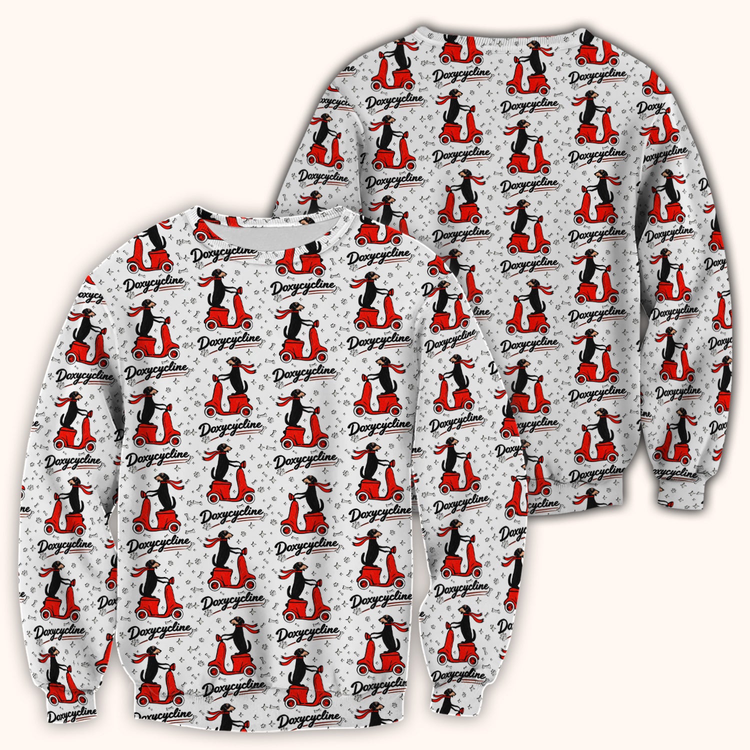 Funny Dachshund Riding Scooter Doxycycline Print Scrub Top ,Comfortable Scrubs for Nurses