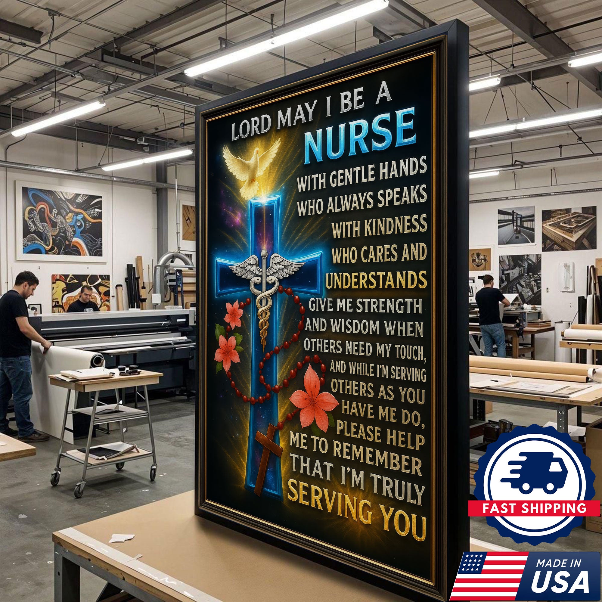 Lord May I Be A Nurse Prayer Canvas, Christian Faith Gift for RN LPN CNA, Religious Home Office Decoration