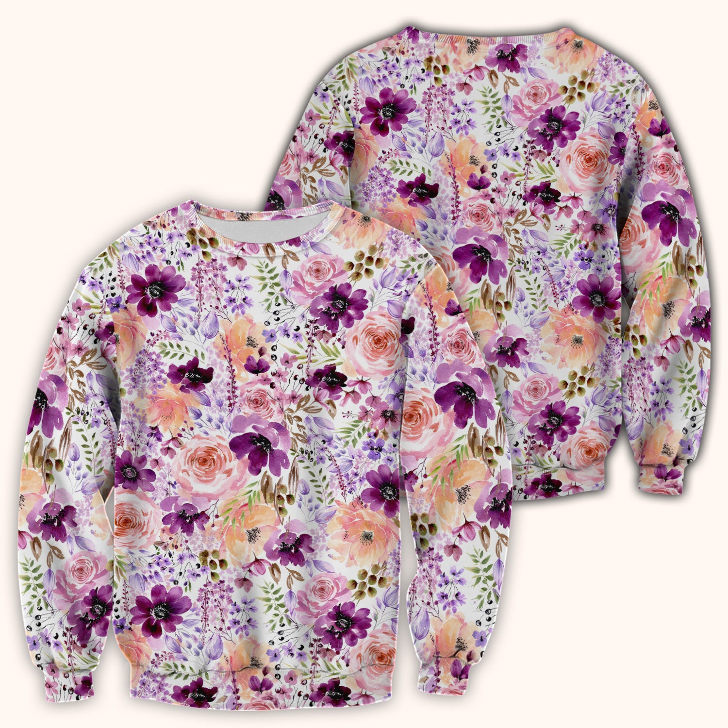 Elegant Watercolor Floral Bloom Scrub Top, Comfortable Scrubs for Nurses