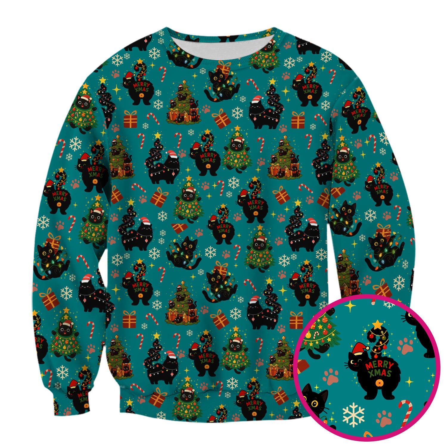 Funny Cat Print Nurse Scrub Top - Christmas Medical Shirt for Women & Men - Cute Holiday Gift Idea for RN CNA Doctor Scrubs