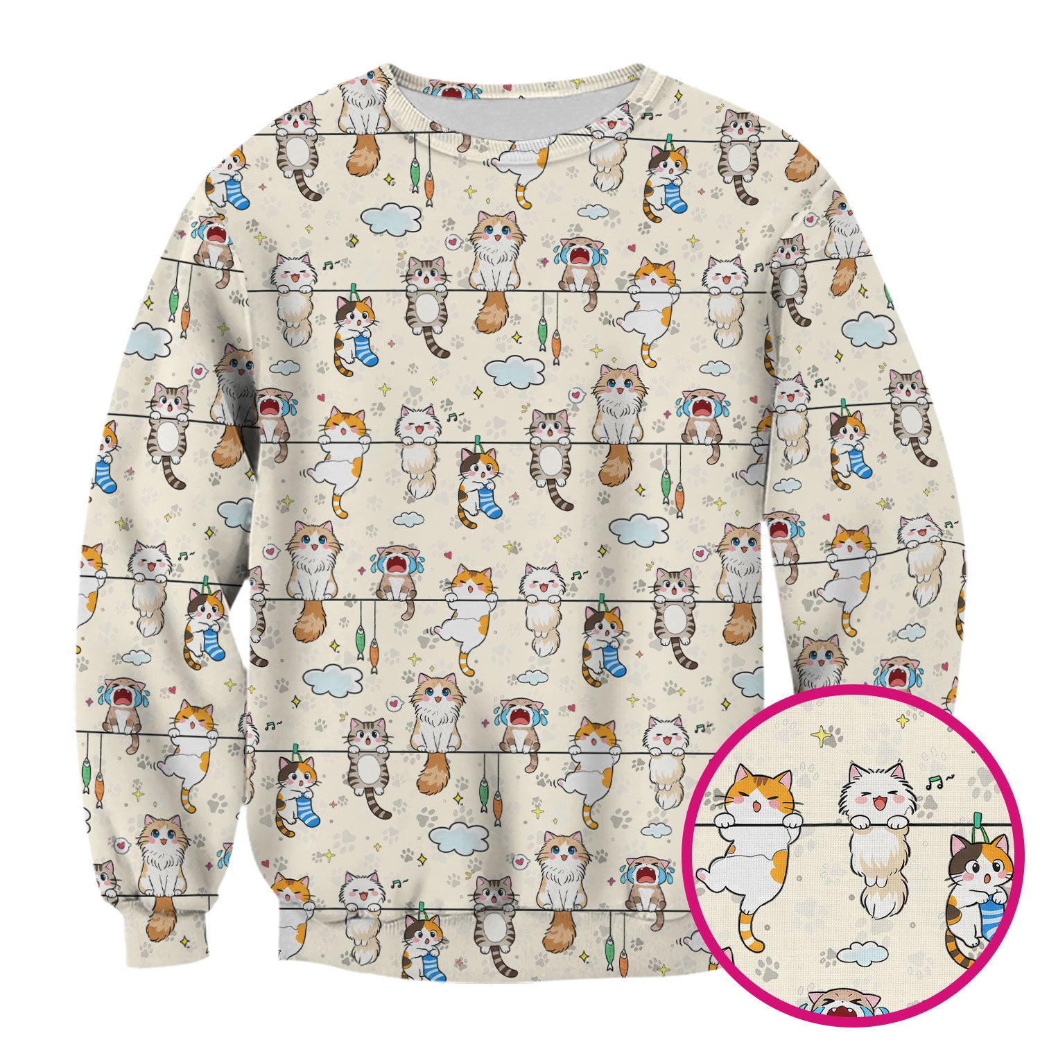 Funny Cats With Cute Expressions Pattern Scrubs Top, Comfortable Scrubs for Nurses