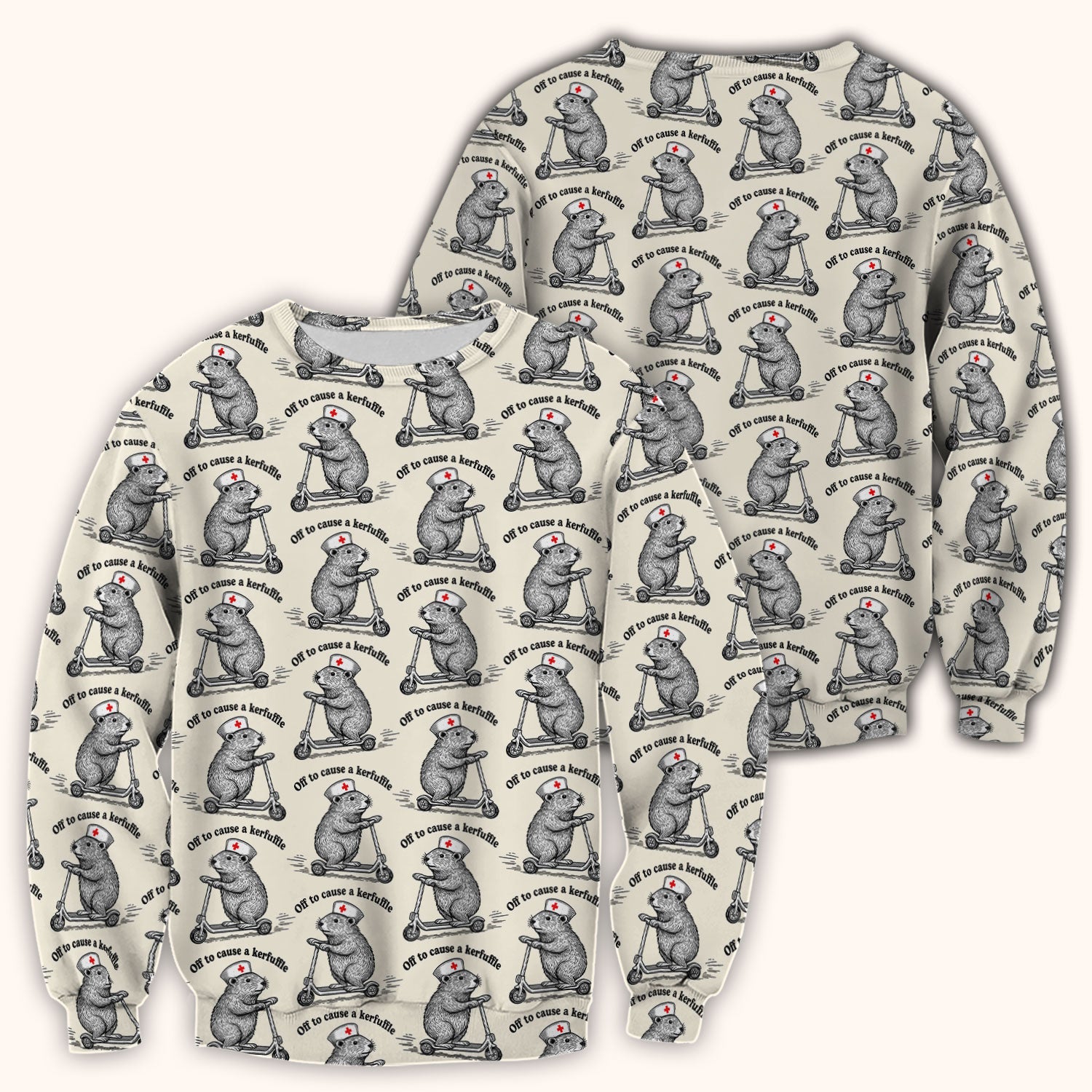Funny Nurse Mouse Scooter Print Scrub Top, Comfortable Scrubs for Nurses