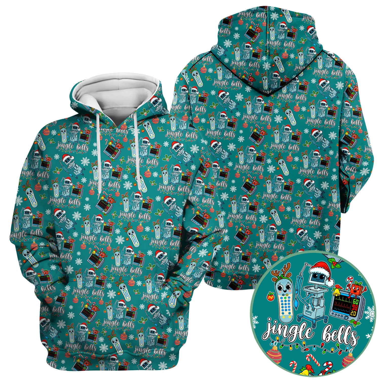 Jingle Bells Christmas Scrub Top - Funny Xmas Scrubs for Nurses - Breathable Fabrics Nursing Uniform for RN CNA LPN