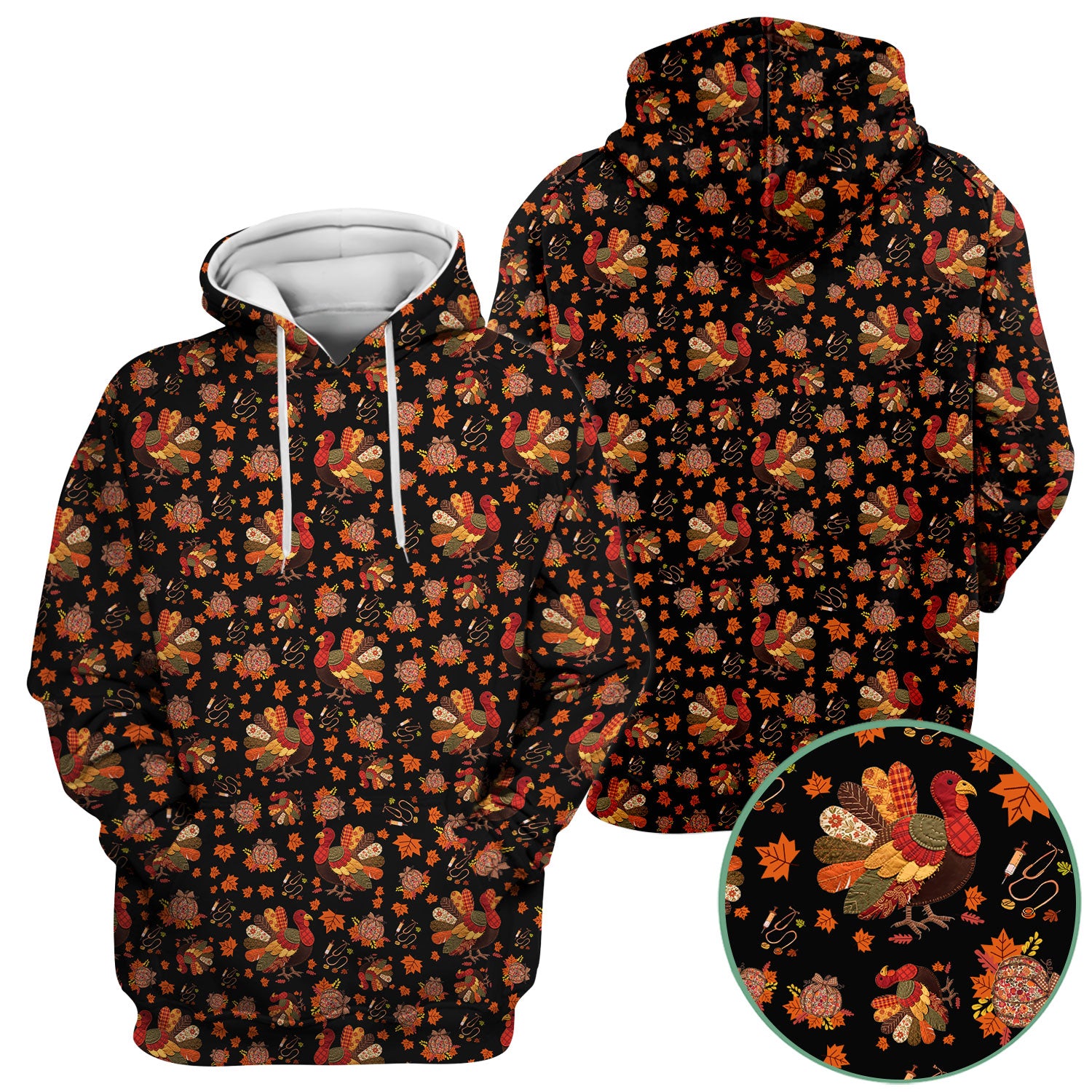 Fall Leaves Thanksgiving Scrubs for Nurses - Comfortable Scrub Tops - Turkey Nursing Uniform Gift for Women