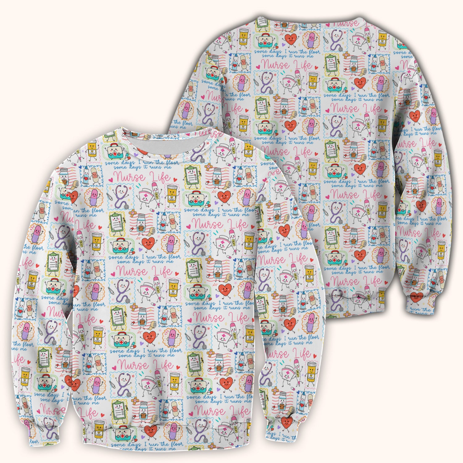 Cute Nurse Life Doodle Pediatric Nurse Scrub Top, Comfortable Scrubs for Nurses