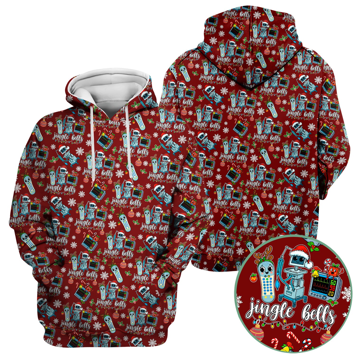 Funny Jingle Bells Holiday Scrub Top - Funny Christmas Scrubs for Nurses - Breathable Fabrics Nursing Uniform