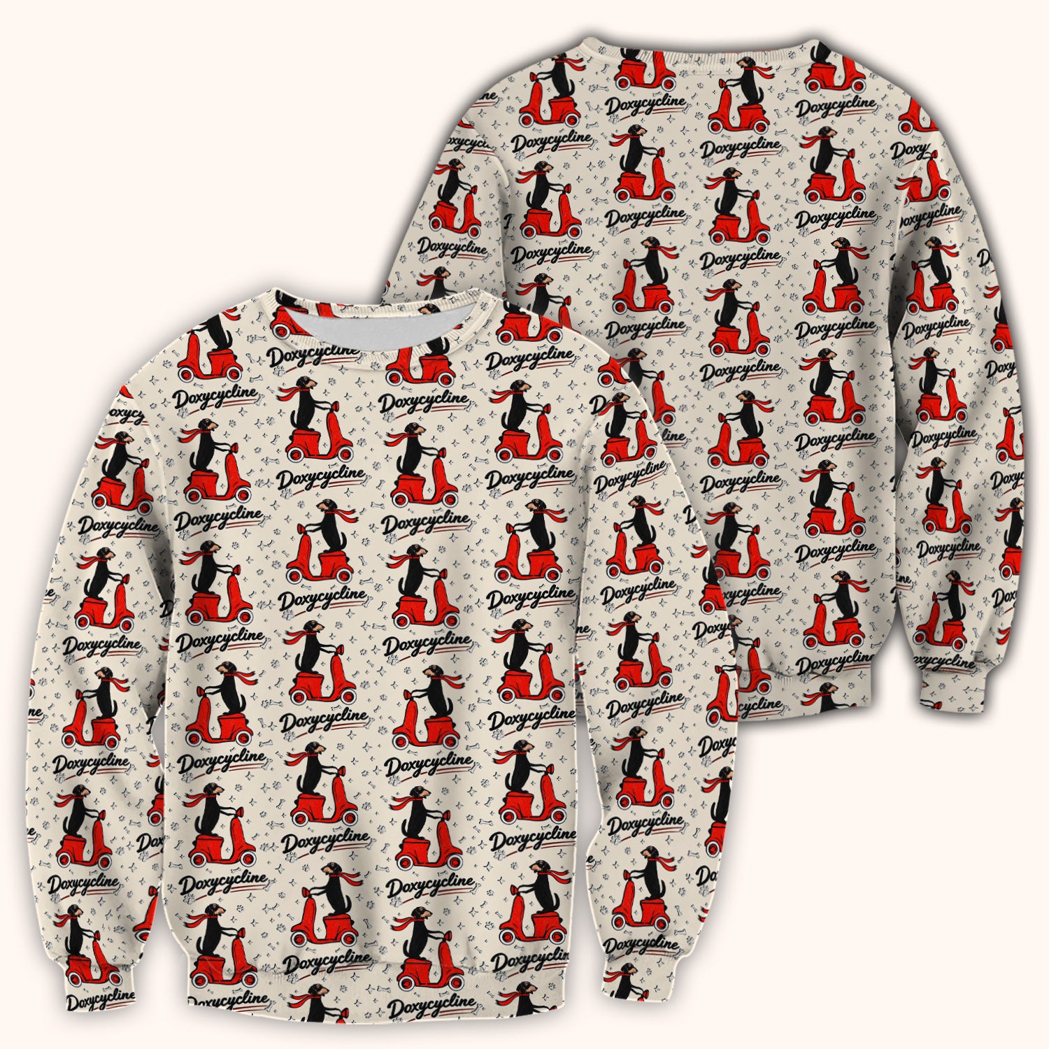 Funny Dachshund Riding Scooter Doxycycline Print Scrub Top ,Comfortable Scrubs for Nurses