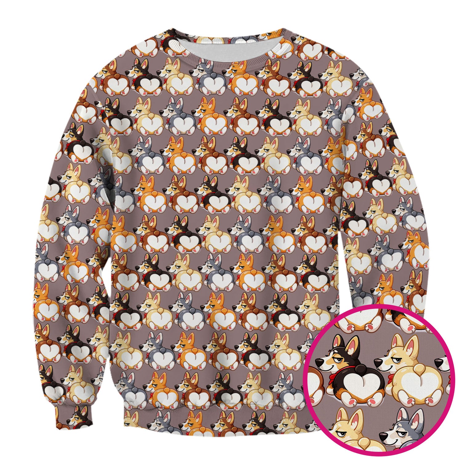Funny Corgi Cartoon Pattern Scrub Top, Comfortable Scrubs for Nurses