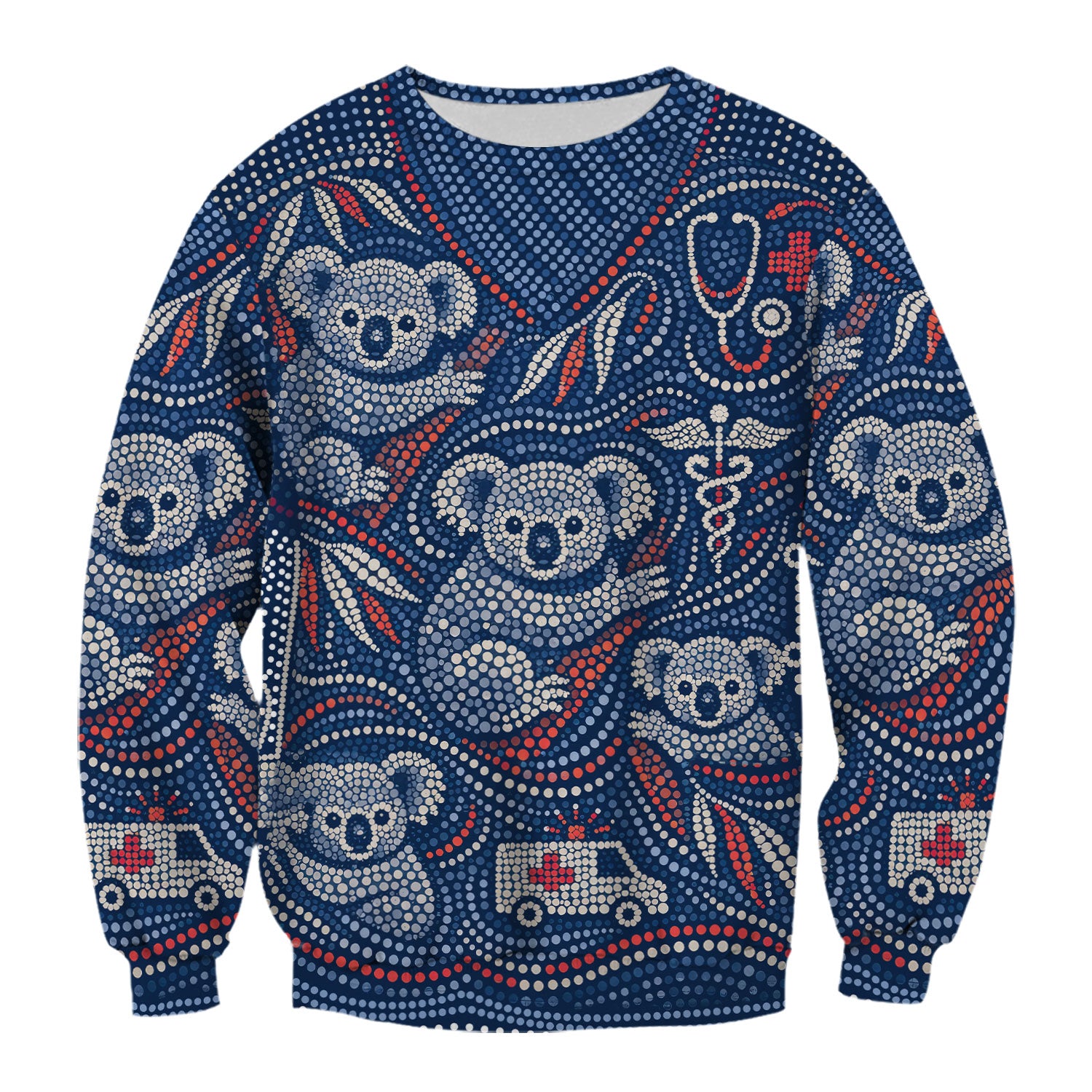 Koala Dot Art Medical Pattern Scrub Top, Comfortable Scrubs for Nurses