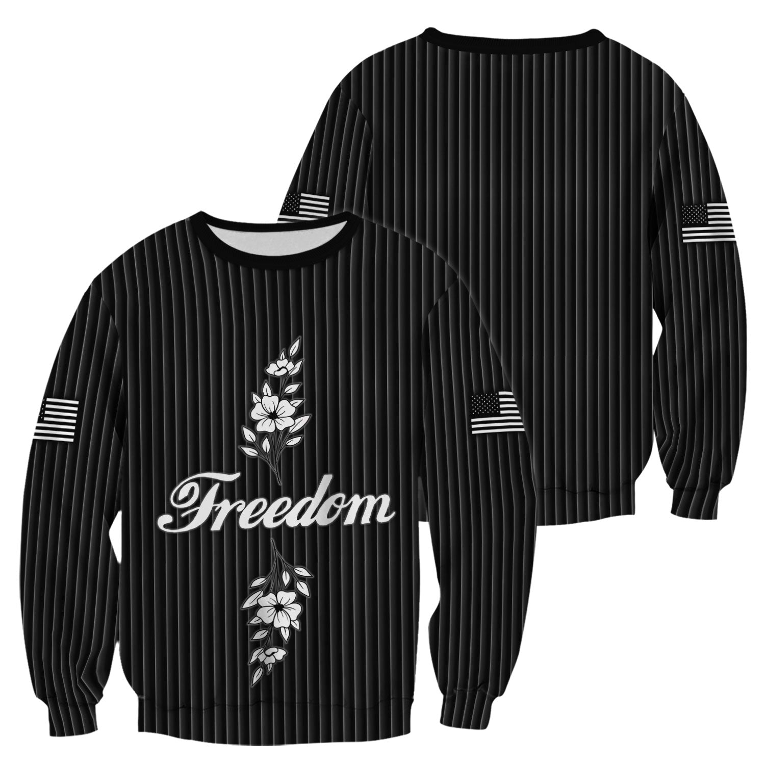 Freedom Shirt Women Scrub Top - Minimalist Floral Medical Uniform - Elegant White Stripe Nursing Gift for RN LPN CNA