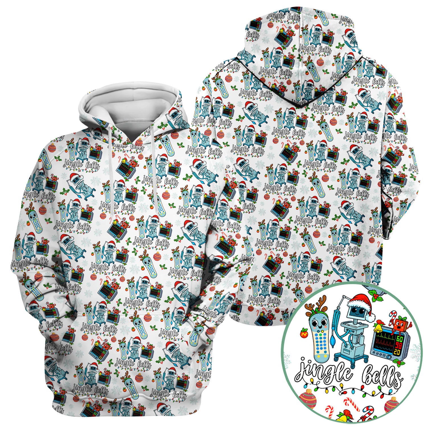 Jingle Bells Christmas Scrub Top - Funny Xmas Scrubs for Nurses - Breathable Fabrics Nursing Uniform for RN CNA LPN