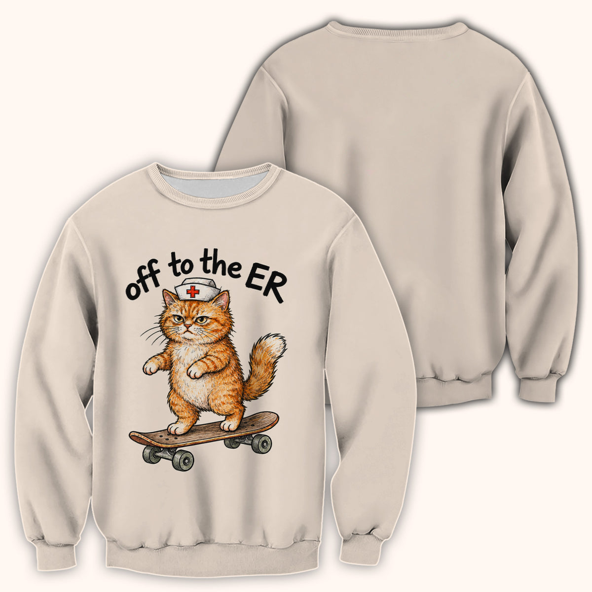 Off To The ER Skateboarding Cat T-Shirt