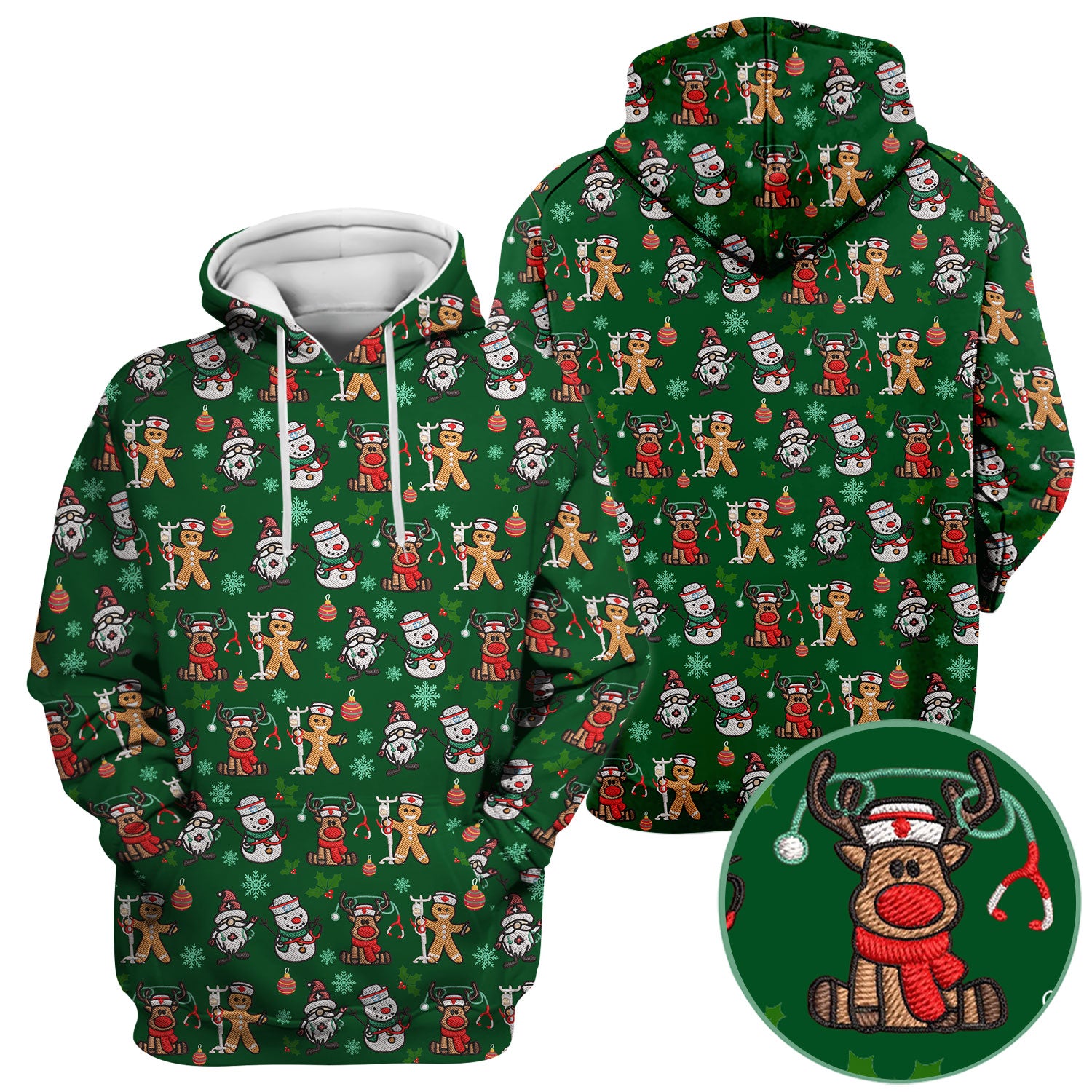 Reindeer Xmas Scrubs for Women - Gingerbread Cookies Shirts - Comfortable Scrubs for Nurses - Breathable Nursing Uniform