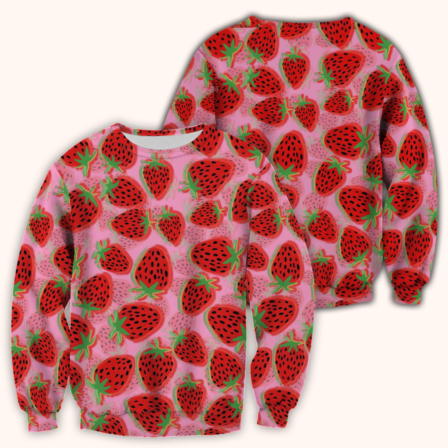 Pink Strawberry Pattern Scrub Top, Comfortable Scrubs for Nurses