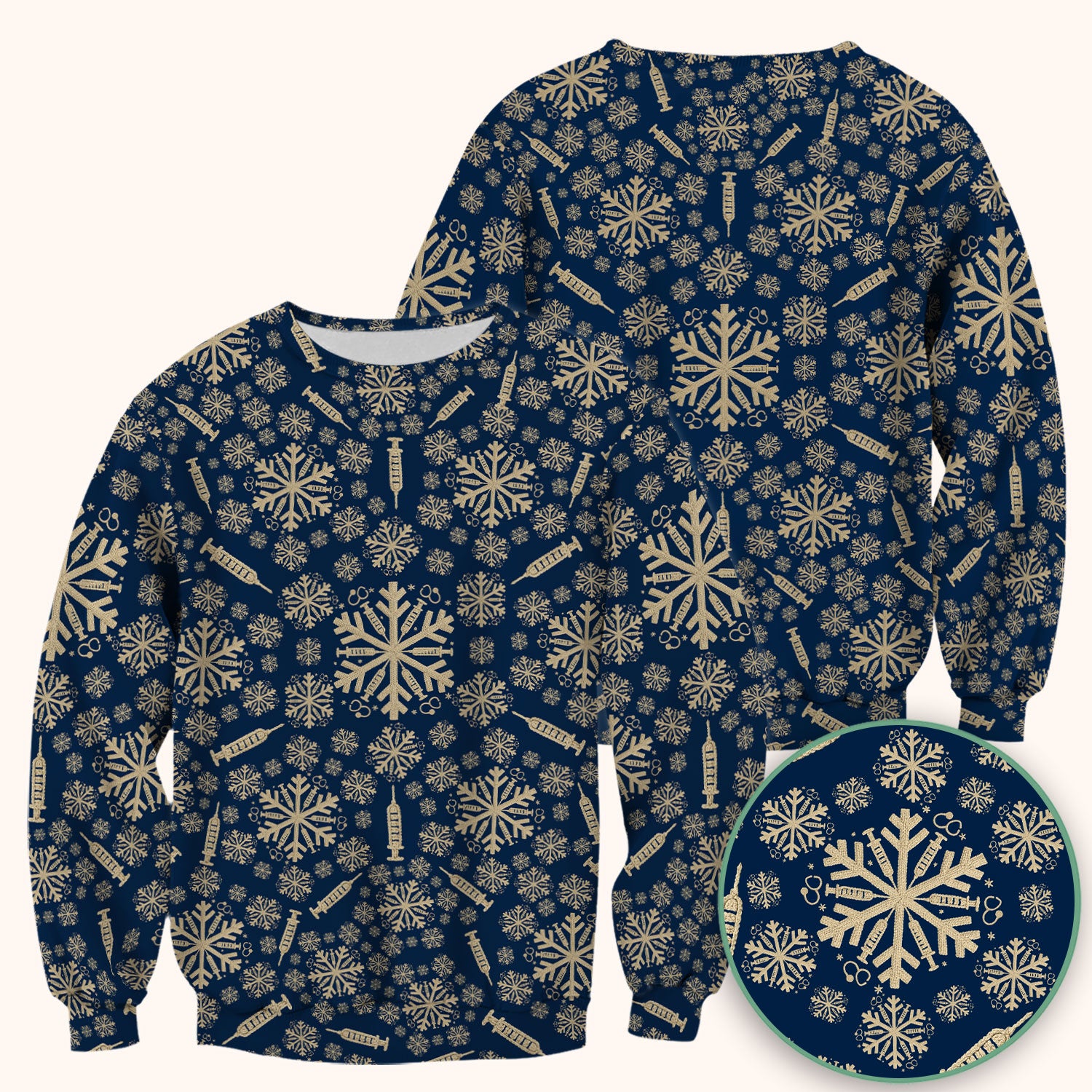 Snowflake Syringe Scrubs for Women - Festive Medical Top - Funny Christmas Scrub Shirt for Nurse - Holiday Gift