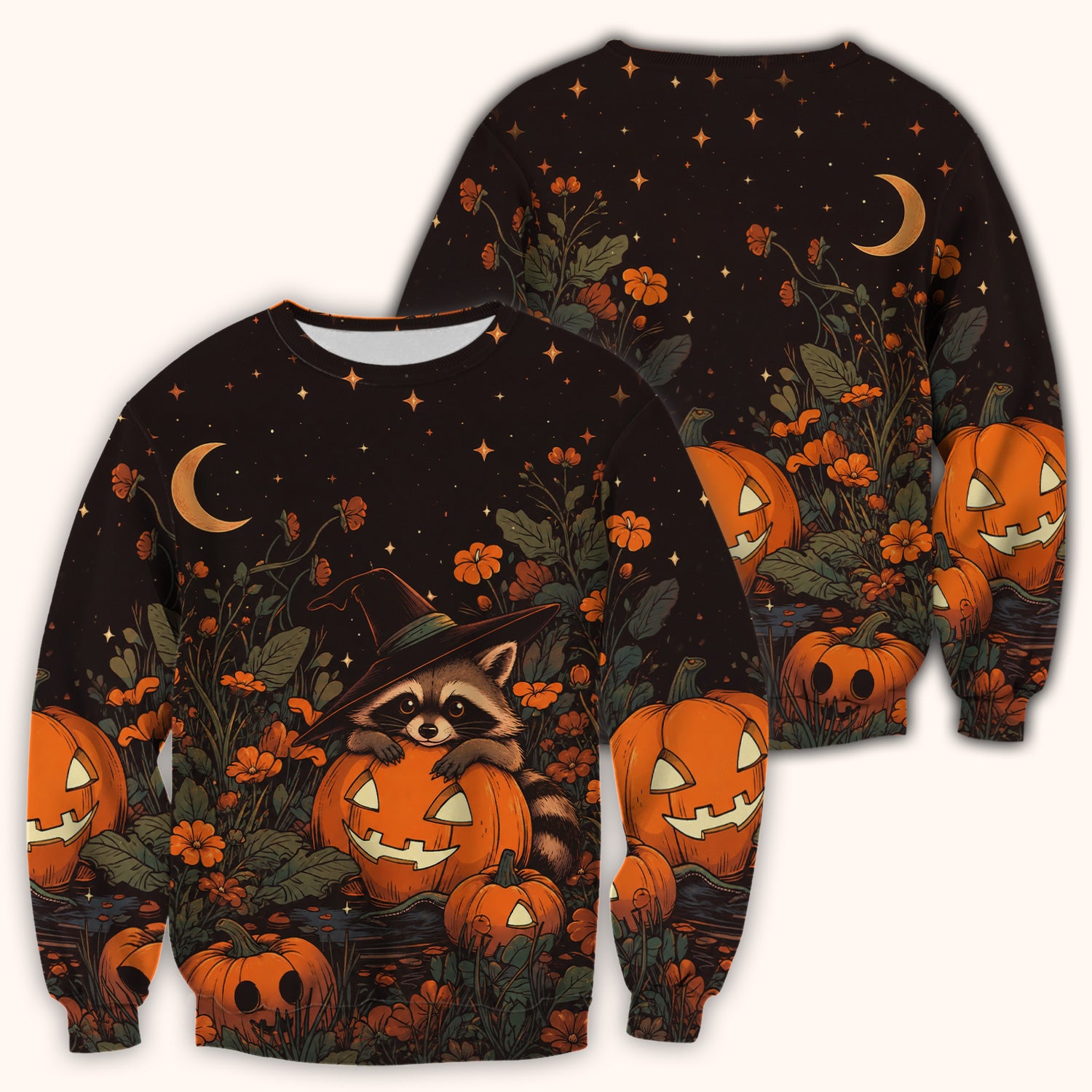 Spooky Halloween Raccoon Print Scrub Top, Comfortable Scrubs for Nurses