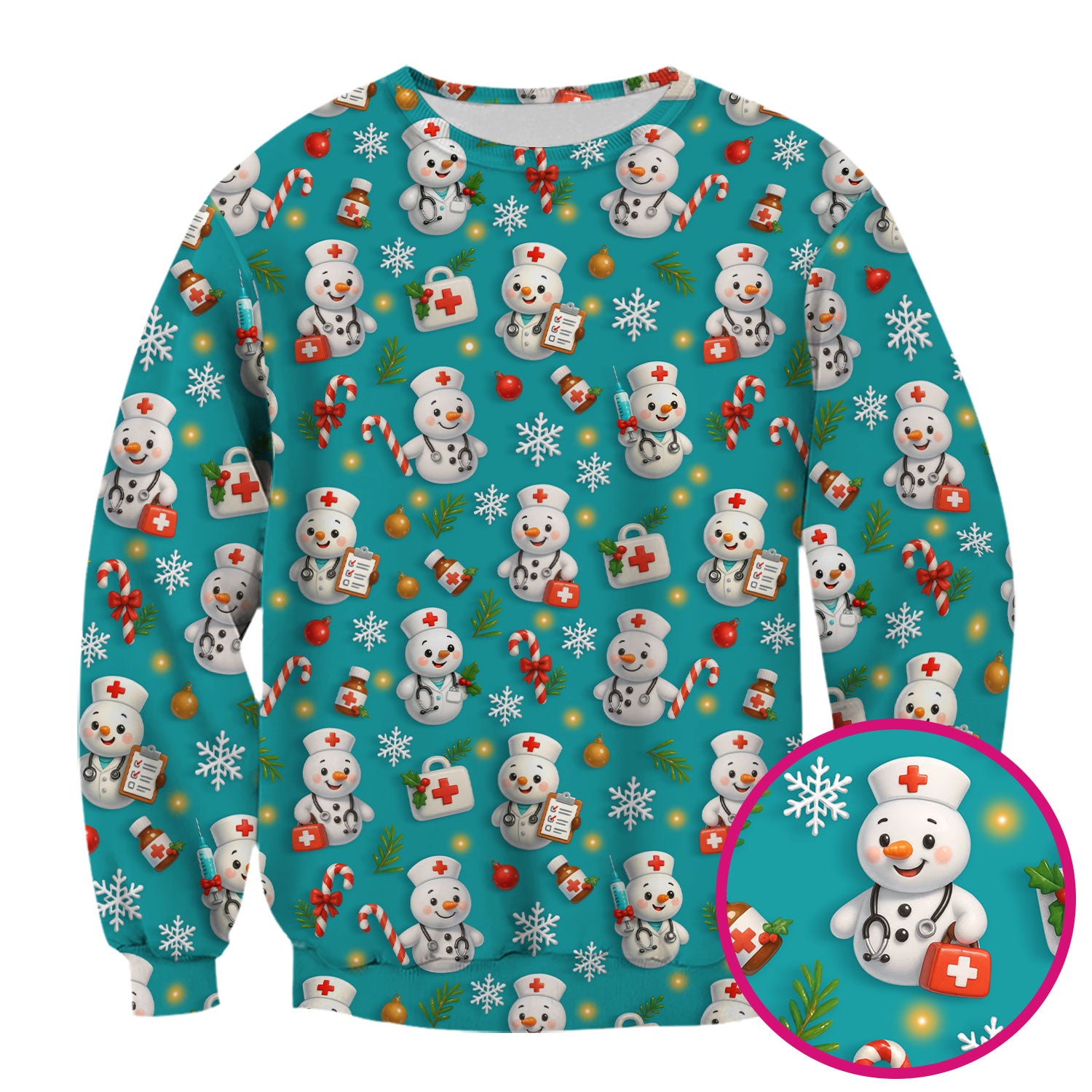 Christmas Nurse Scrub Top for Women - Cute Snowman Medical Uniform - Funny Holiday Nursing Shirt Gift for RN LPN CNA
