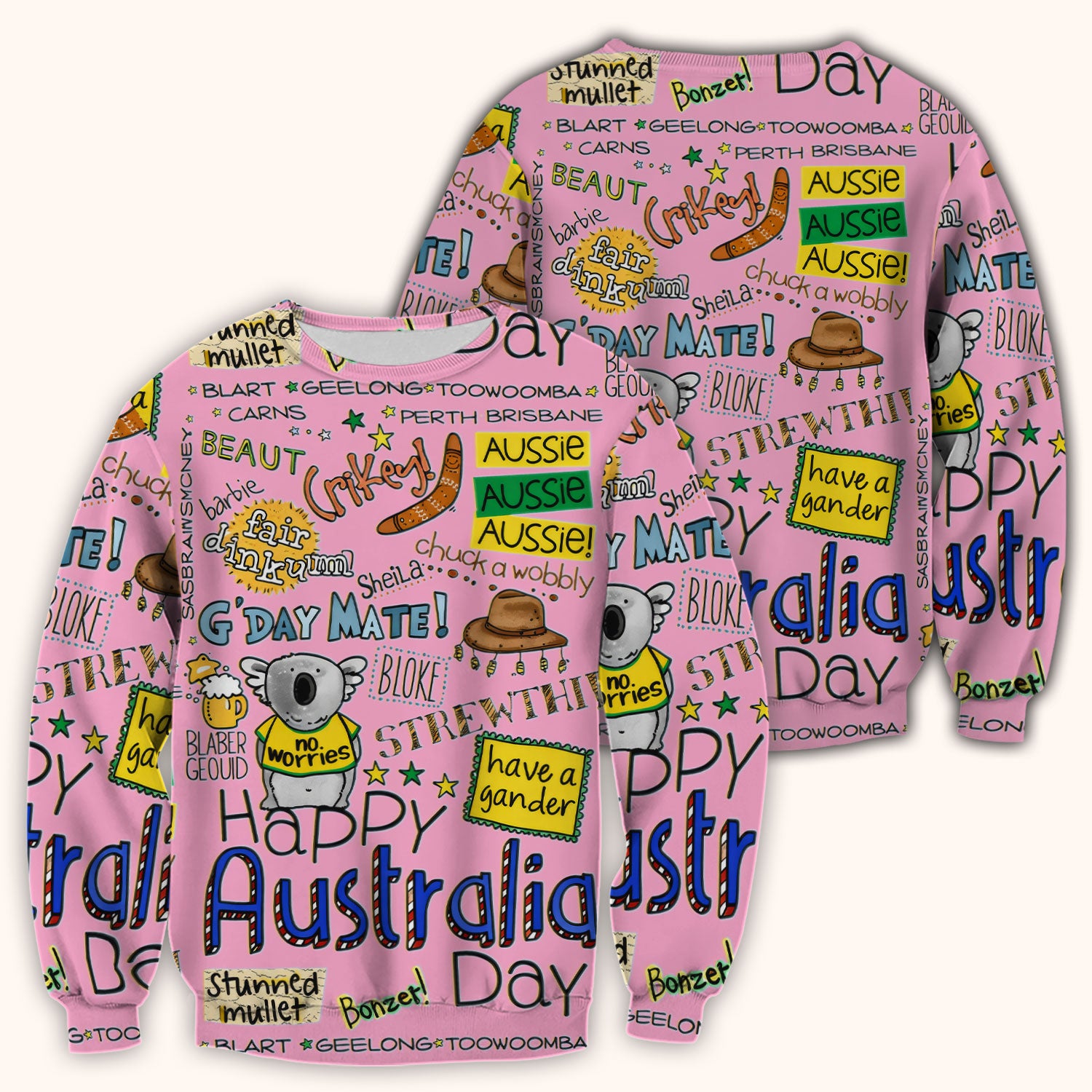 Cute Cartoon Koala Australia Pattern Scrub Top, Breathable Fabrics Nursing Uniform
