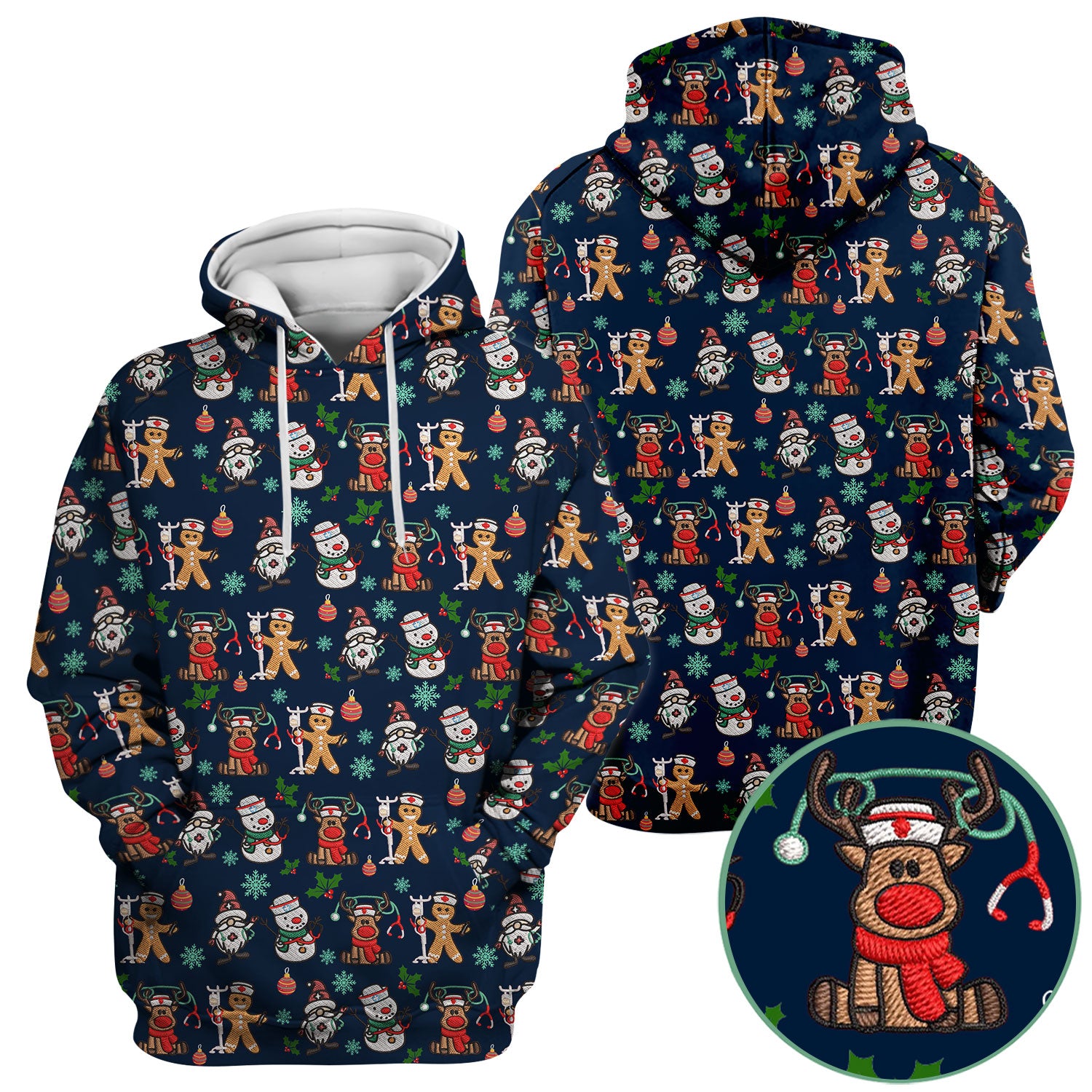 Reindeer Xmas Scrubs for Women - Gingerbread Cookies Shirts - Comfortable Scrubs for Nurses - Breathable Nursing Uniform