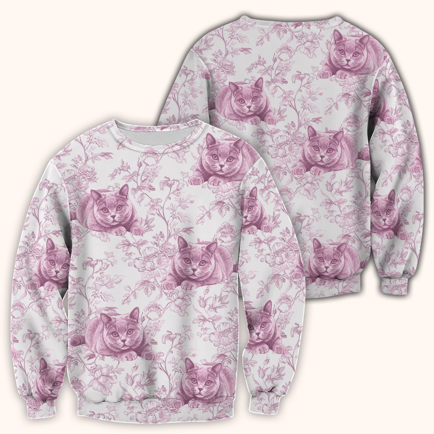 Custom Dog Cat Style Chinoiserie Pattern Scrubs Top, Comfortable Scrubs for Nurses