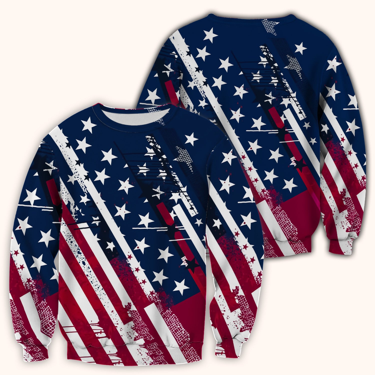 Patriotic USA Flag Stars And Stripes Grunge Pattern Scrub Top, Breathable Fabrics Nursing Uniform