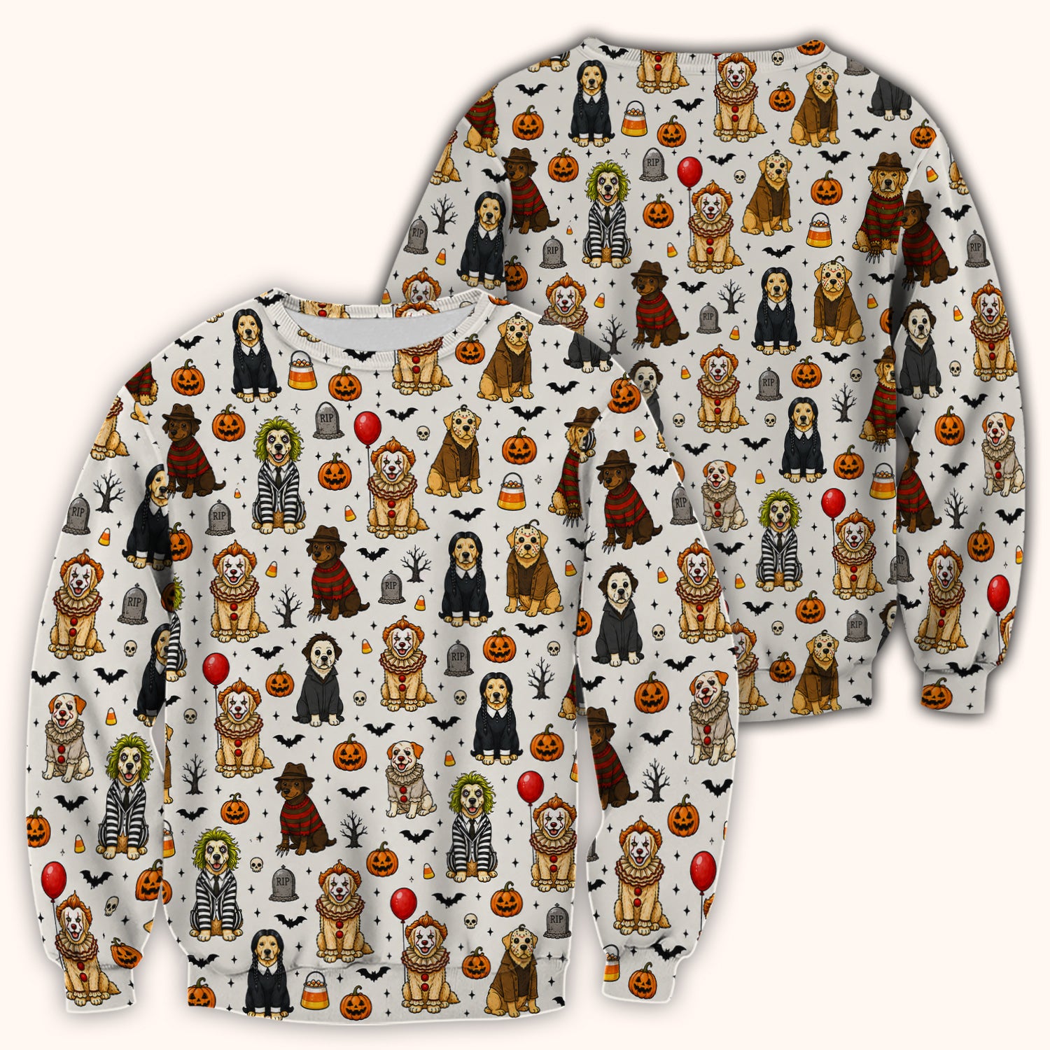 Funny Halloween Dog Pattern Scrub Top, Comfortable Scrubs for Nurses
